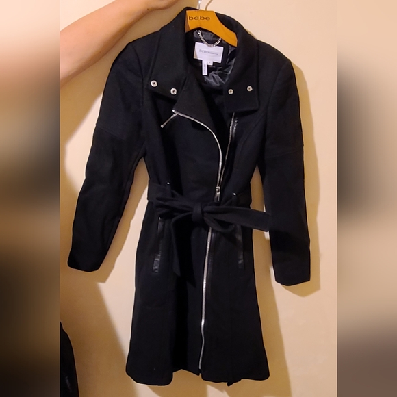 NEW BCBG Paris Designer Wool Warm Winter Pea Coat Belt Size Small - Picture 2 of 9